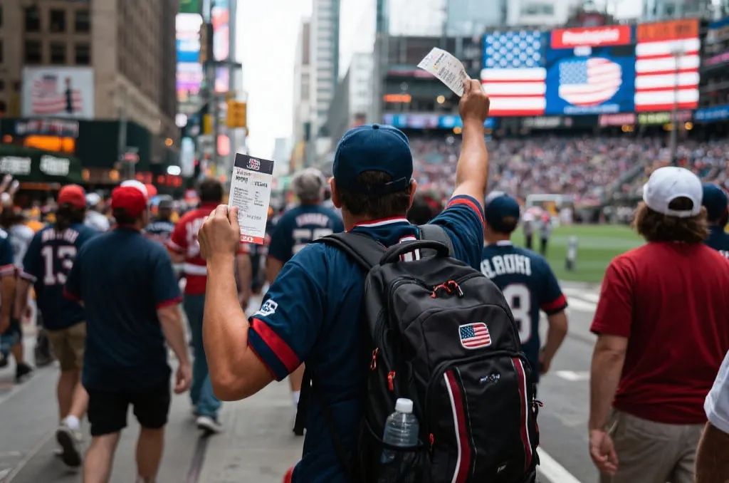 球迷在美国城市赛前游览并前往球场的场景